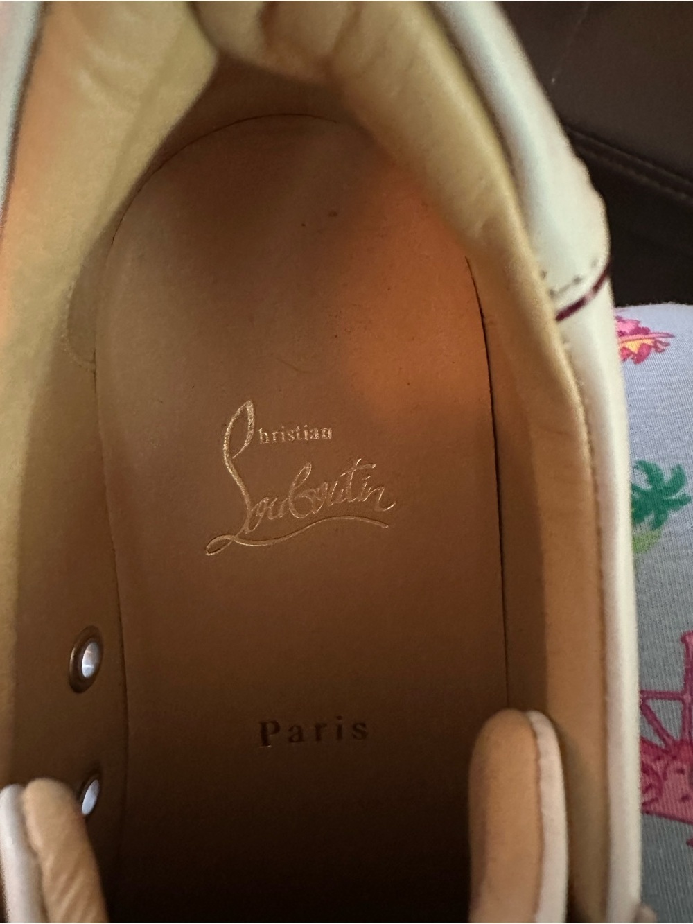 Christian Louboutin Ladies White Leather Sneakers - Picture 9 of 9